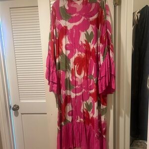 Anthropologie Bel Kezan Floral Duster with Ruffle Sleeves